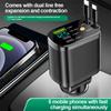 120W 5 IN 1 Car Charger Roof Starry Light Fast Charging USB Car Charger with Retractable Type C Cords For iPhone Huawei Samsung