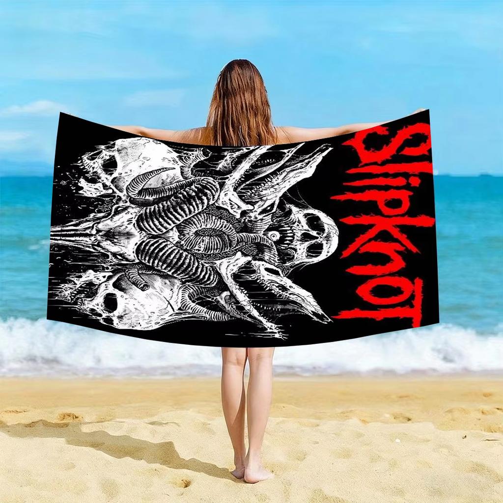 S-Slipknot Goat Skull Beach Towel Microfiber Soft Quick Dry Heavy Metal Skull Print Bath Towel For Rock Fans Swimming Outdoor