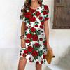 Fashion 3D Print Summer Dress Loose Casual Short Sleeve O-Neck Mini Dress