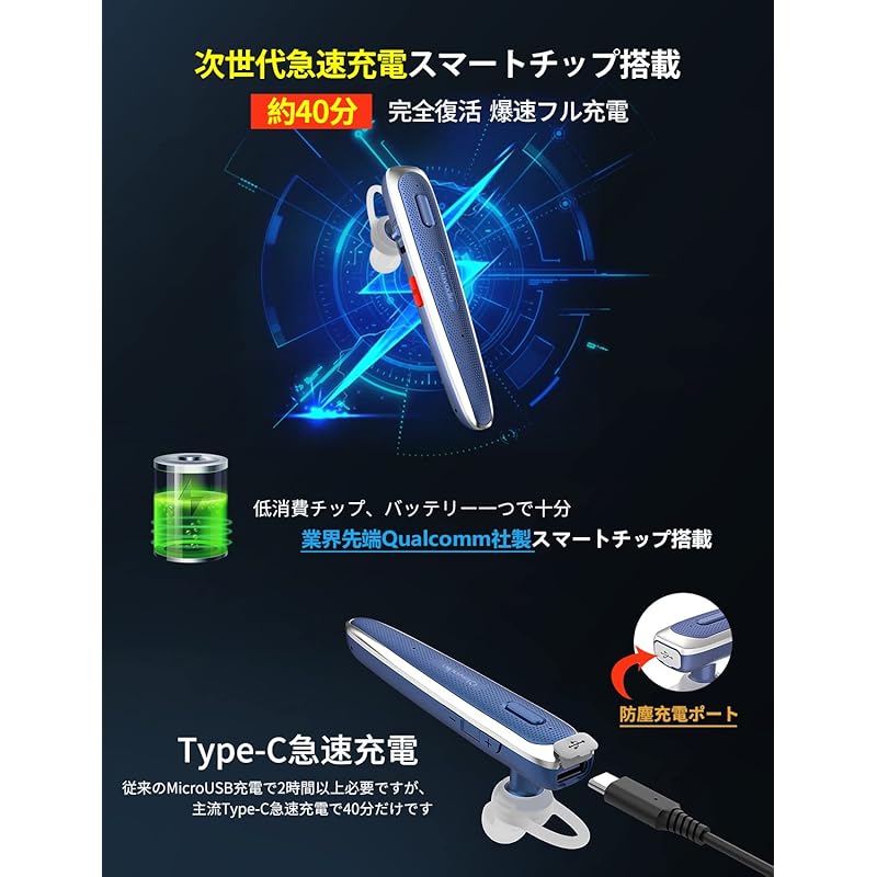 Lavodio wireless headset Bluetooth Qualcomm® Equipped with smart chip [aptX™& aptX™ HD, SBC/AAC compatible Dual microphone ENC noise reduction