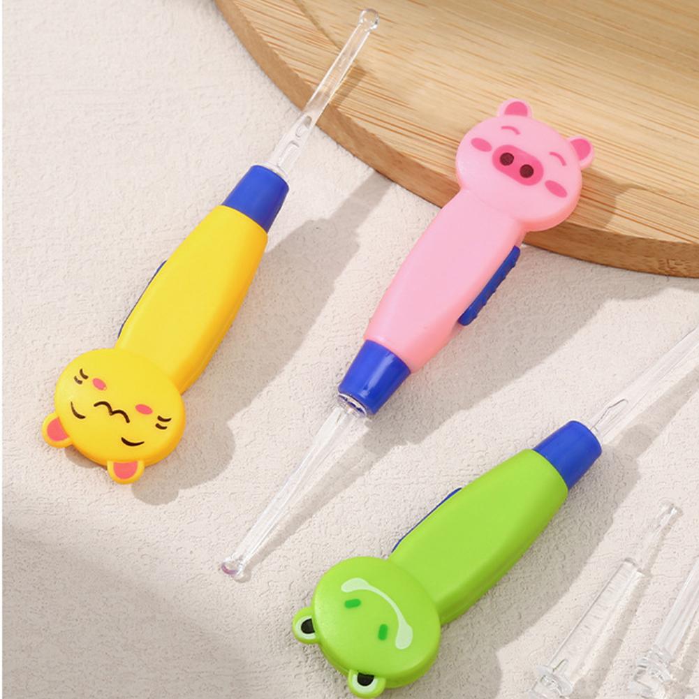Kids Earpick LED Flashlight Baby Ear Cleaner Wax Removal Tweezer Luminous Cartoon Ear Pick Cleaning Ear Care Tools