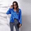 . Real Shot, Satin Shirt, Women's Satin Imitation Silk Long-sleeved Shirt, New European and American Women's Clothing