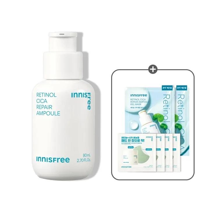 

Innisfree Retinol Cica Repair Ampoule Large Size Blemish Care Serum 80mL + Pad & Gel Mask Gift Set