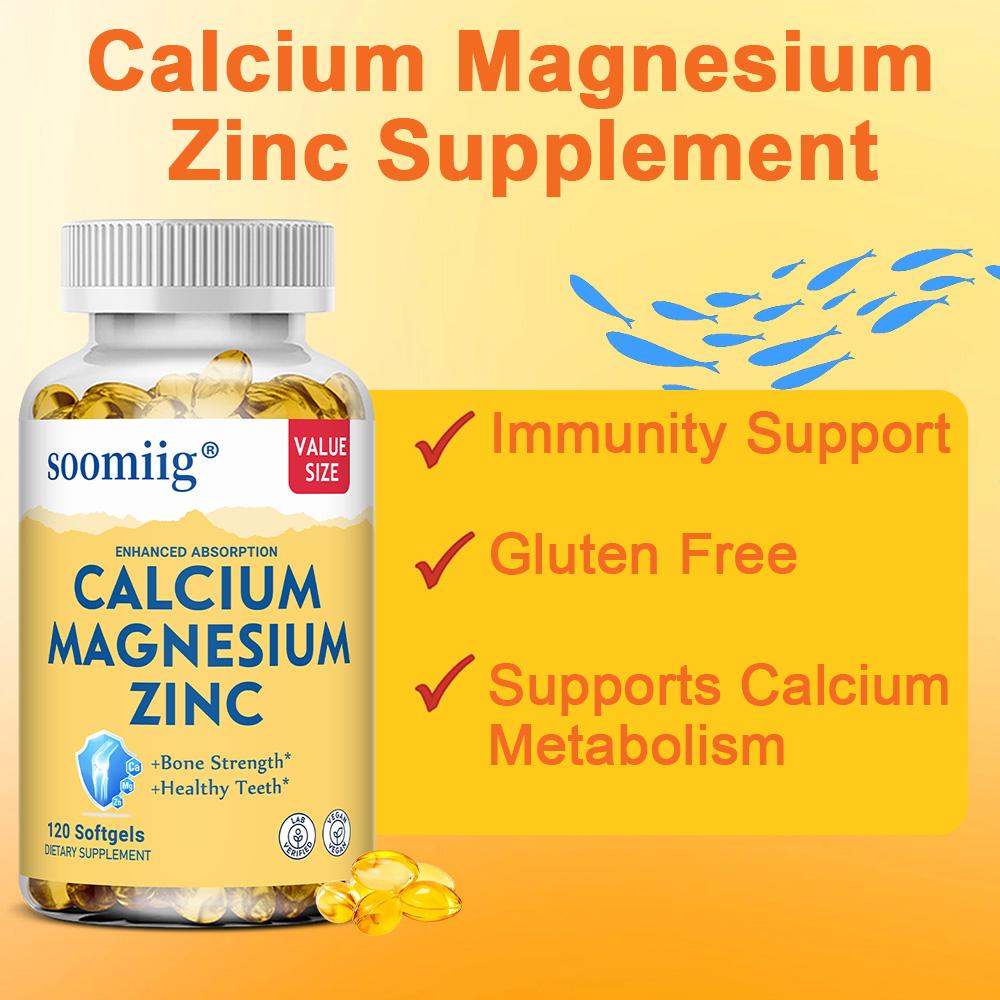 Calcium, magnesium, and zinc help maintain healthy bones, nerves, and the immune system. 120 softgels.