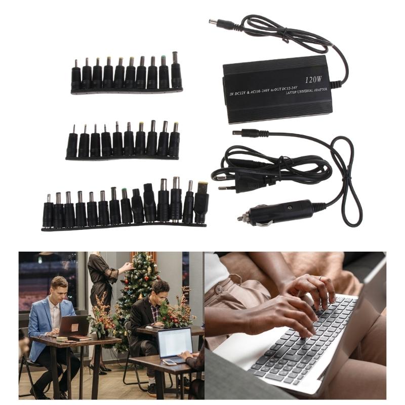 Universal Laptop Charger 120W Adapter with 34 Multi-Connectors Power Supply Adapter Safety Protect Charger 65cm Cord