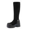 8572 Martin Boots Women's Long Boots 2025 New Black High Boots But Knee Knight Boots Small Boots