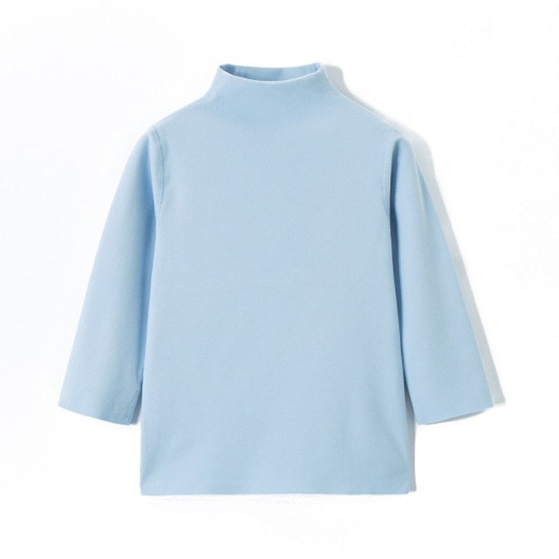 New Children's Half-Turtleneck Base Layer Pure Cotton Autumn Shirt Boys' Thermal Underwear Stretchy Girls' Autumn and Winter Inner Top