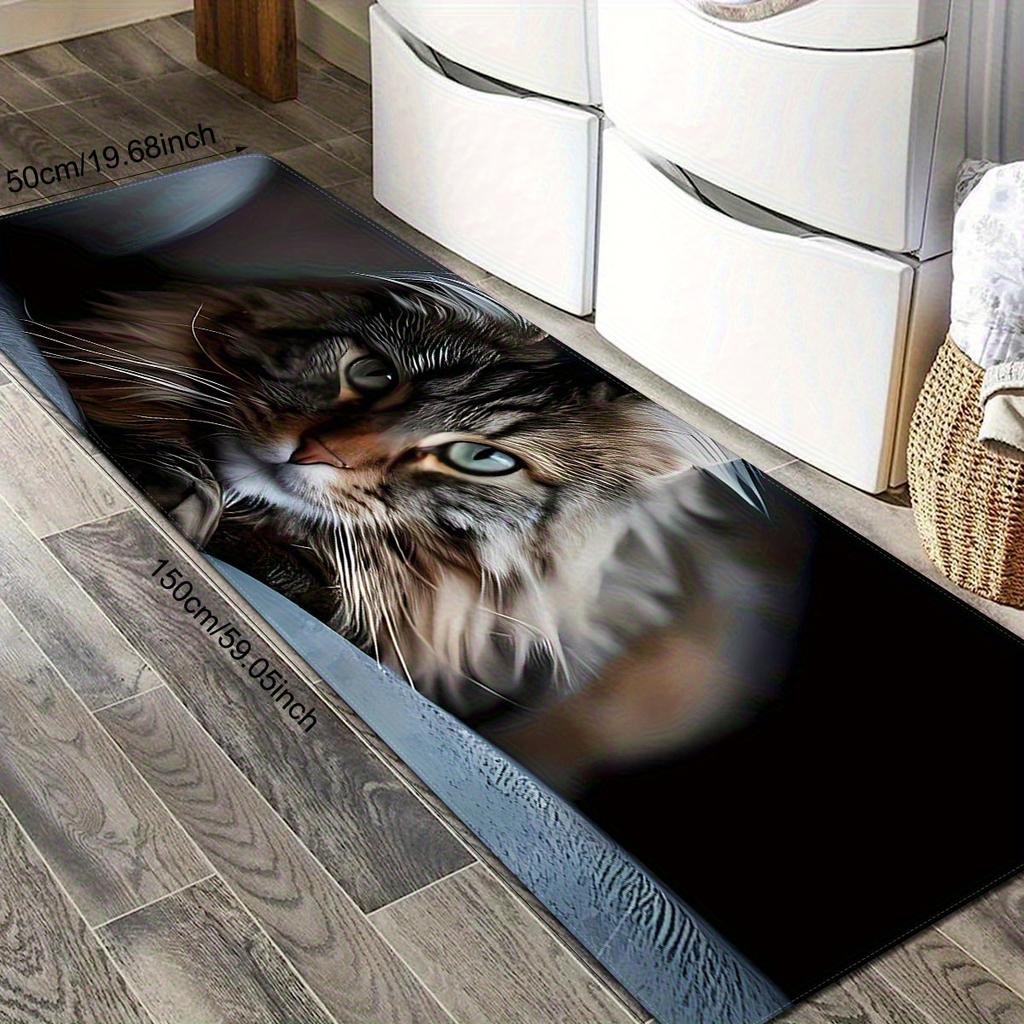 1Pcs cute Cat Pattern Floor Mat Modern Kitchen polyester Rug Non-Slip Colorful Indoor Carpet, For Home Bathroom Bedroom Living Room Decor