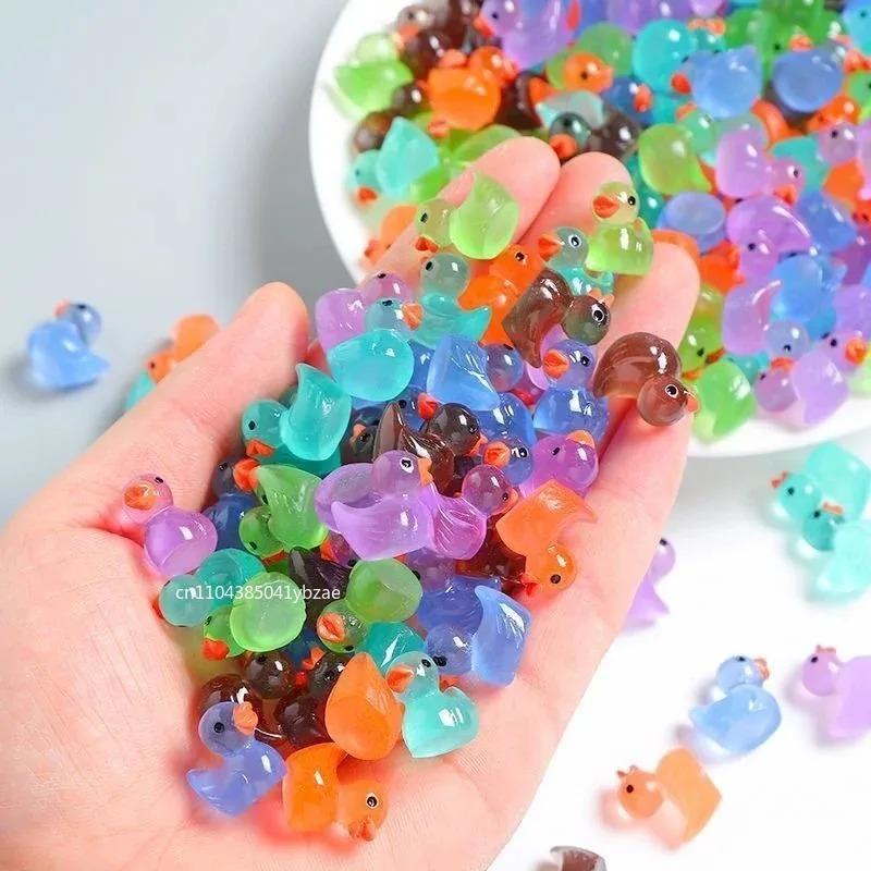 10-300pcs Miniature Resin Ducks Mini Duck Figures Glow In the Dark Landscape Ornaments For Doll Houses Aquarium Garden