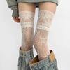 Chaussettes Longues Bordées de Dentelle Féminines Sexy Dentelle Transparente Chaussettes au-dessus du genou pour Femmes
