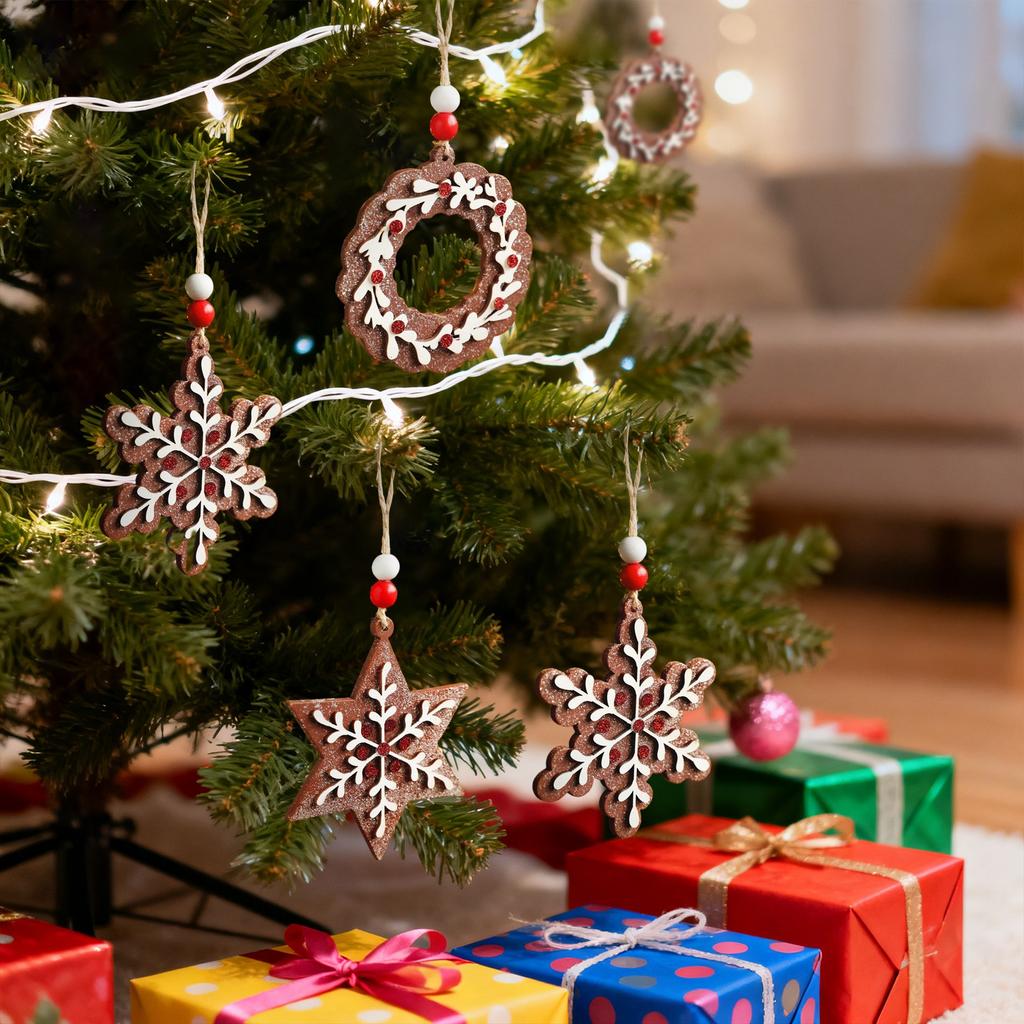 Wooden Gingerbread Pendants, Christmas Tree Decoration Pendants, Snowflake  Pendants, Atmosphere Decoration Items