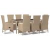 VidaXL Ensemble à manger de jardin et coussins 9 pcs beige Poly rotin, ensemble de salle à manger, ensemble de salle à 3157579