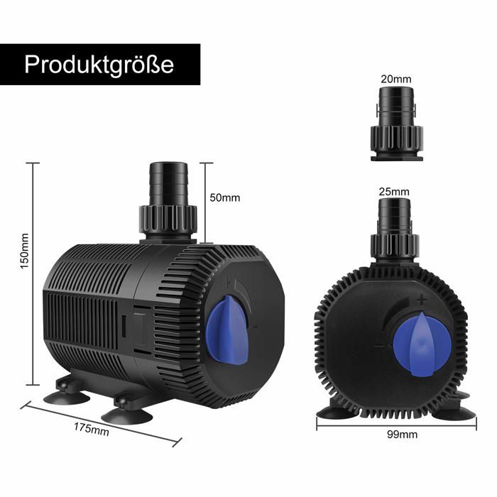 Pompe pour bassin AIMOONSA 2300 L/h 35W - Pompe aquarium/jardin 230 V, tête 2 m, faible bruit