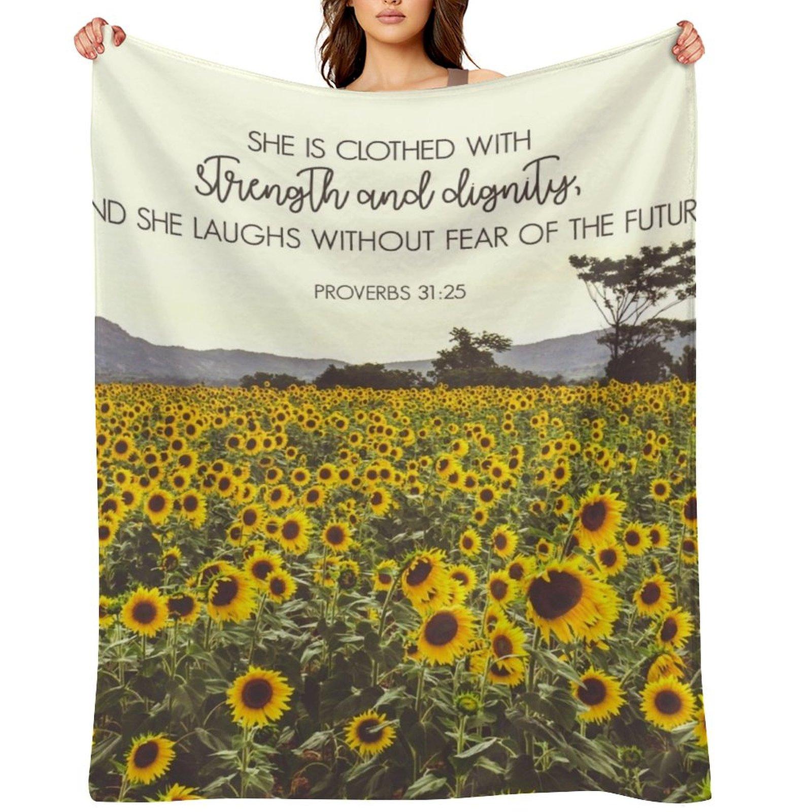Proverbs and Sunflowers Throw Blanket Baby Kid S Personalized Gift sofa bed Blankets 30x40in
