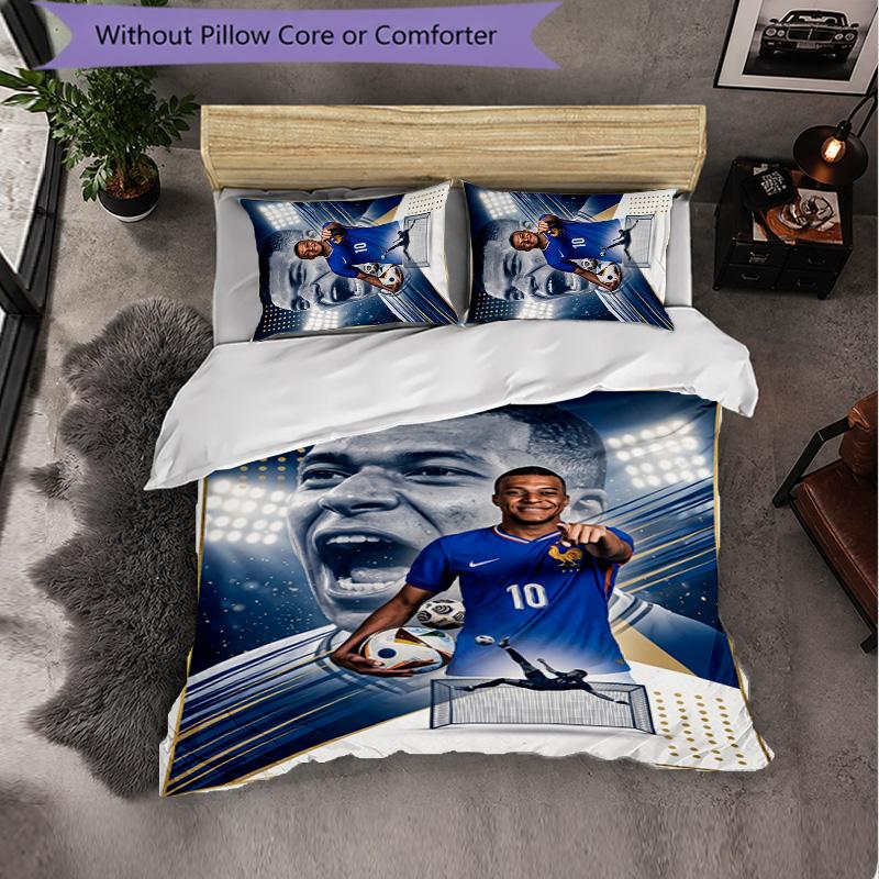 Kylian Mbappe Themed Bedding 3Pcs Duvet Cover Set Decorative Bed Linen For Teen Room Home Decoration