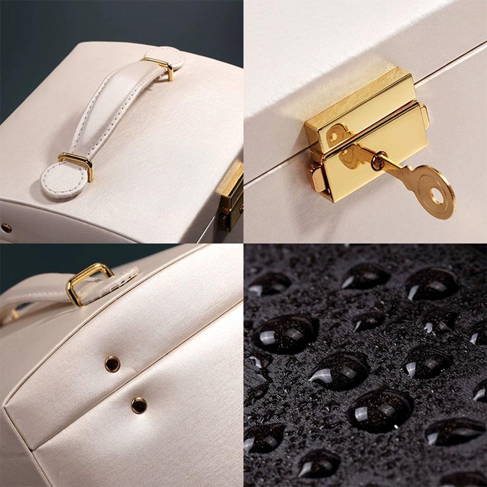 Leather Jewelry Storage Box - Organizer for Rings, Earrings, Necklaces, Makeup & Watch