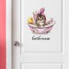Cartoon Cat Taking a Shower Wall Stickers, Self-Adhesive Decor for Bathroom Bedroom Living Room Entryway Dorm Room Decoration