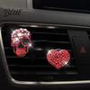 Totenkopf Herz Auto Dekoration 2 Stück Bling Lüftungsschlitz Clips Strass Glänzend Duft Diffusor Armaturenbrett Zierleiste Clip Lustiger Kopf Auto Innenraum Ornament Halloween