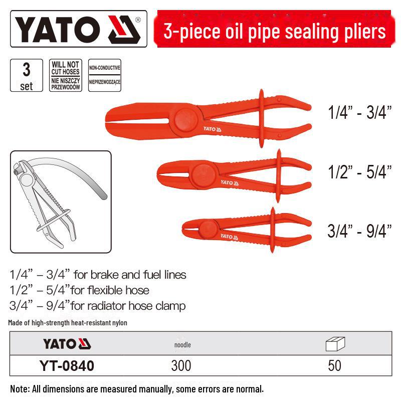 

Набор из 3-х хомутов для автомобильных масляных труб YATO - Пластиковые плоскогубцы YT-0840, 3-piece set