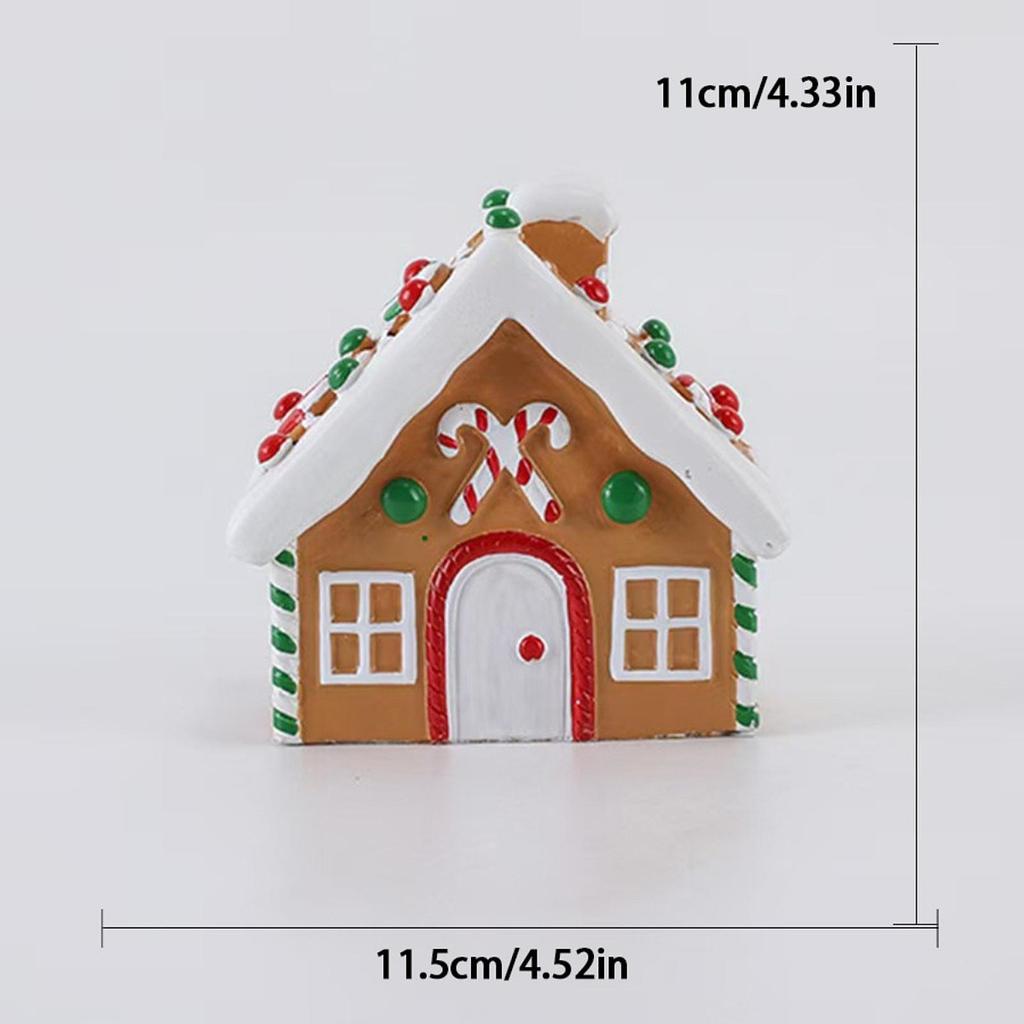 Christmas Gingerbread House Resin Figurine Table Centerpiece Hand Painted Tabletop Decoration for Office Holiday Shops Cafe