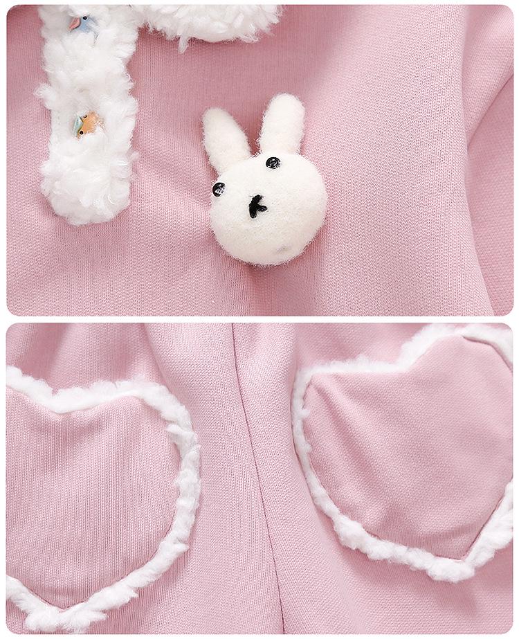 2025 New Style Baby Girls' Fleece-Lined Cartoon Outfit - Thickened Autumn/Winter Fashion