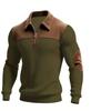 Bahar ve Sonbahar Avrupa Erkek Dış Mekan Günlük Düğmeli Dik Yaka Bol Kadife Renk Bloklu Spor Sweatshirt