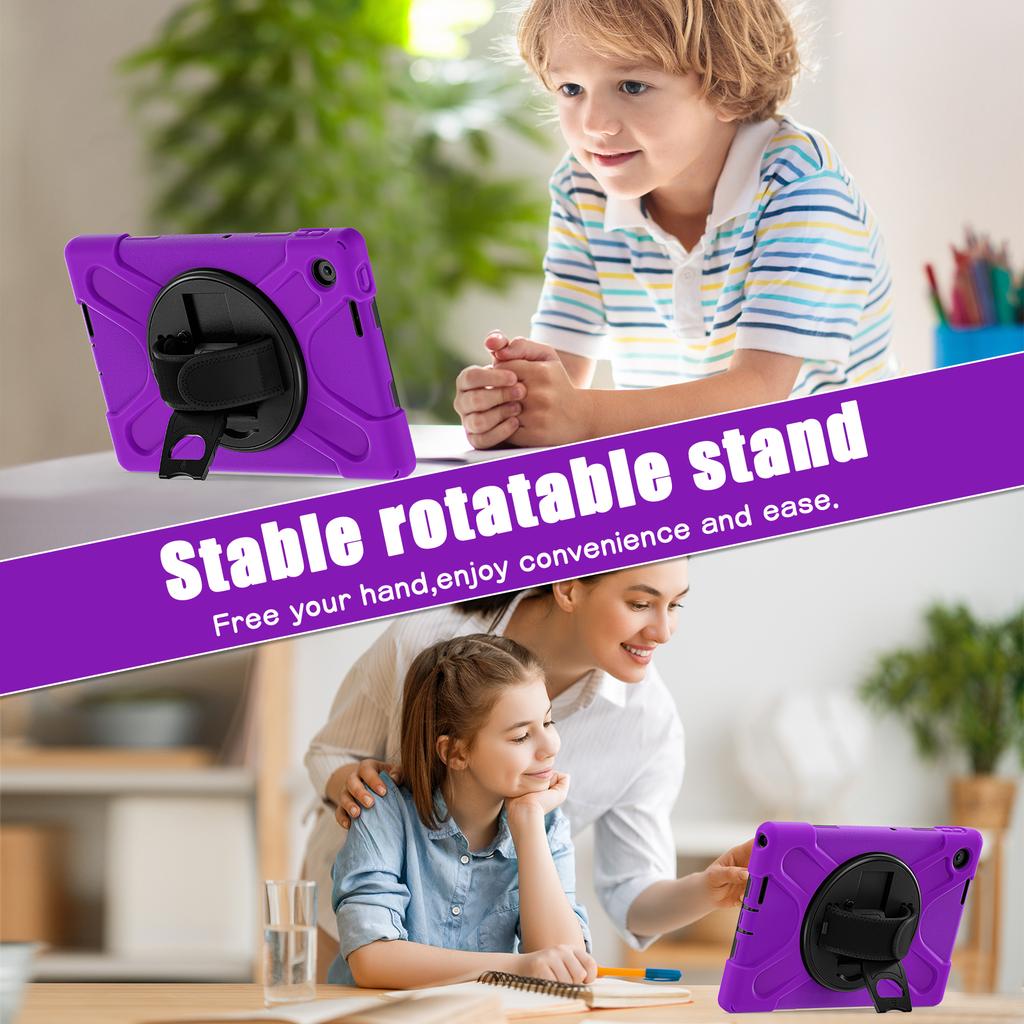 Rugged Case for Lenovo Tab 10.1 Inch 2025 K10C TB-311XU TB-311FU 360 Rotating Stand Heavy Duty Cover with Hand & Shoulder Strap