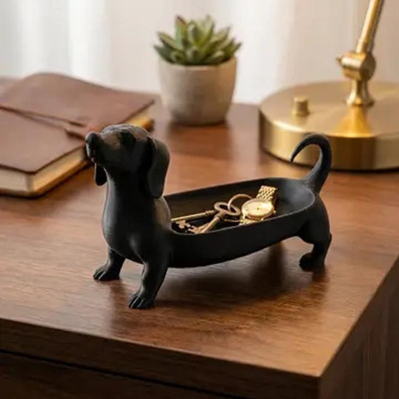 Decorative Sausage Dog Catchall Dish with Open Top Access, 3D Printed Storage Tray for Entryway, Desk, Dresser or Counter