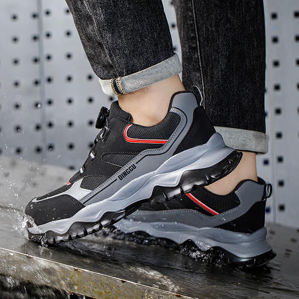 Rotary Button Comfortable Safety Shoes Lightweight Breathable Work Sneakers Low Top Anti-Puncture Anti-Smash Steel Toe Shoes