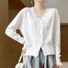 Women's Cashmere V-Neck Knitted Cardigan - Autumn/Winter 2025 Stylish Long-Sleeve Short Sweater