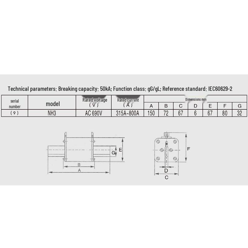 NH3 Fuses 315A-800A, 350A-630A, 690V