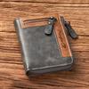 Retro Wallet for Men Zipper Short Leather Men's Wallet Multifunctional Pocket Bifold Purse Fashion Bank Credit Card Holder