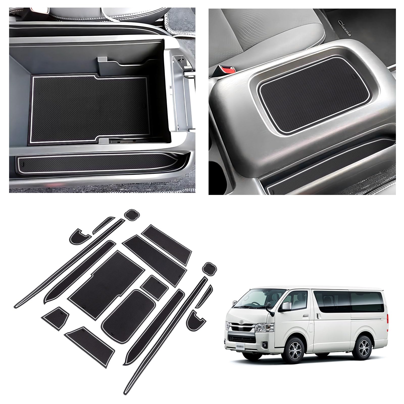 

Toyota Hiace 200 Series 5-го поколения Коврик в карман Коврик на консоль Интерьер Hiace Резиновый карман двери Автозапчасти Автоаксессуары Предотвращает дребезжание и белый