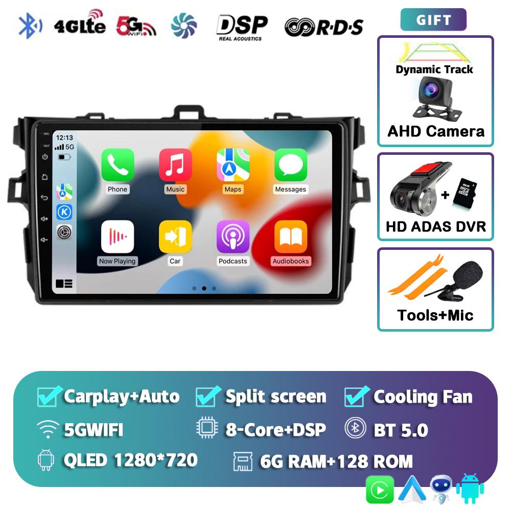 Android 14 Carplay 2din Car Radio For Toyota Corolla E140/150 2007 2008 2009 2010 2011 2012 2013 4G GPS Multimedia Player Stereo