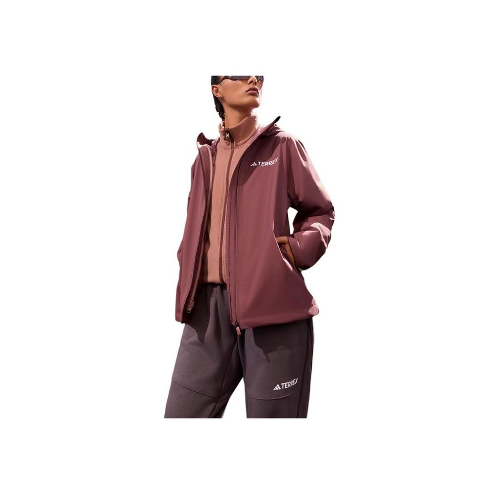 Adidas Womens Comfortable Soft 3 In 1 Hooded Jacket Women Jackets Soft-Deep-Red JY4793