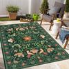 Bohemian Floral Bird Print Area Rug, Non-Slip, Easy Clean, Machine Washable Polyester, Perfect for Entryway, Room, Patio Decor