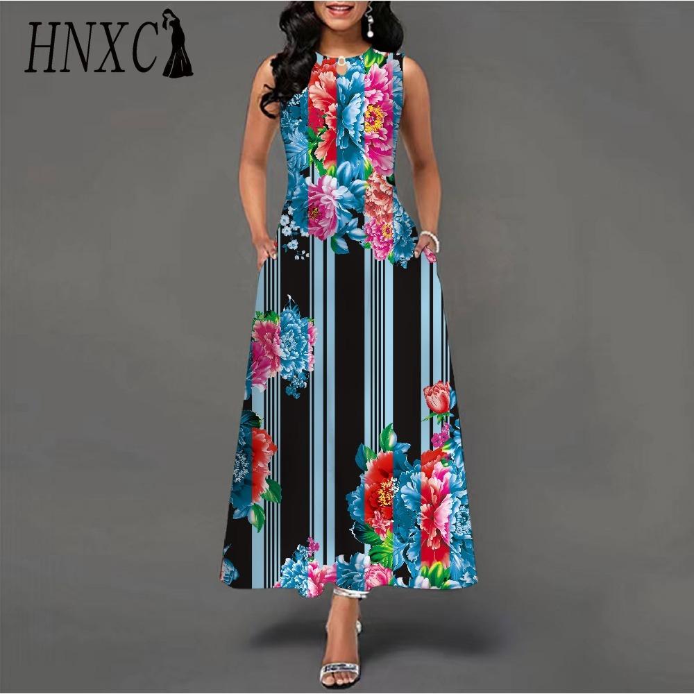 HNXC 48 barev Nové dámské volné vintage květinové volánové šaty Befree šaty Velká letní párty Tílka Elegantní maxi šaty