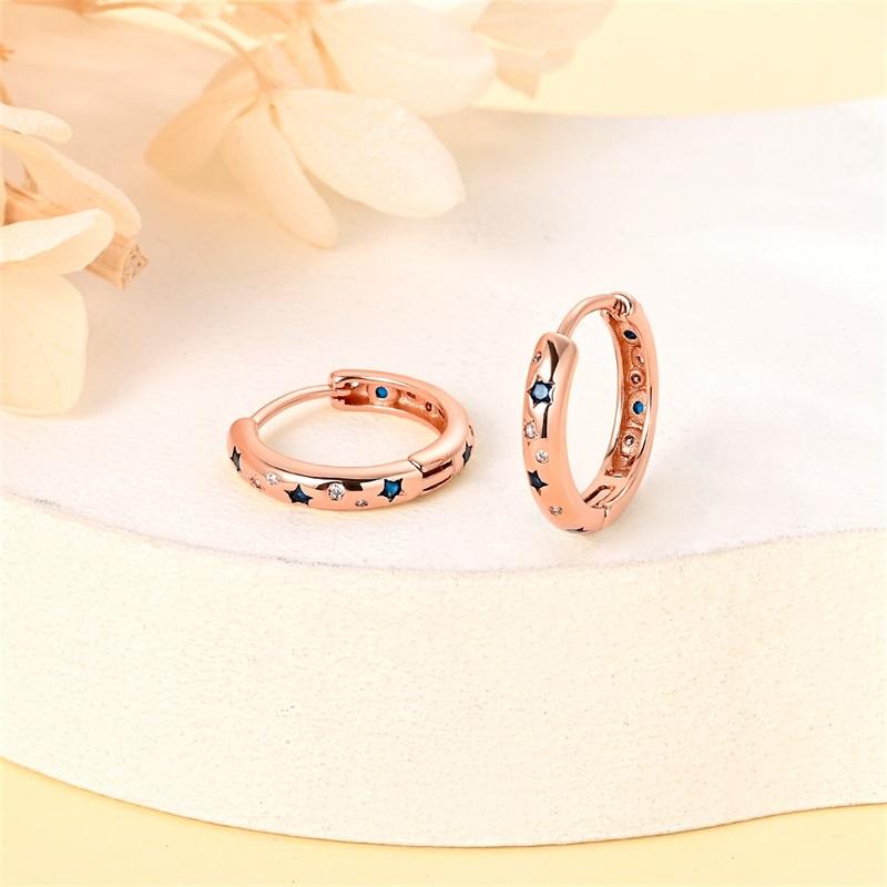 100% 925 Sterling Silver Rose Gold Heart Geometric Pave CZ Hoop Earrings For Women Wedding Engagement Birthday Jewelry Gift 2023