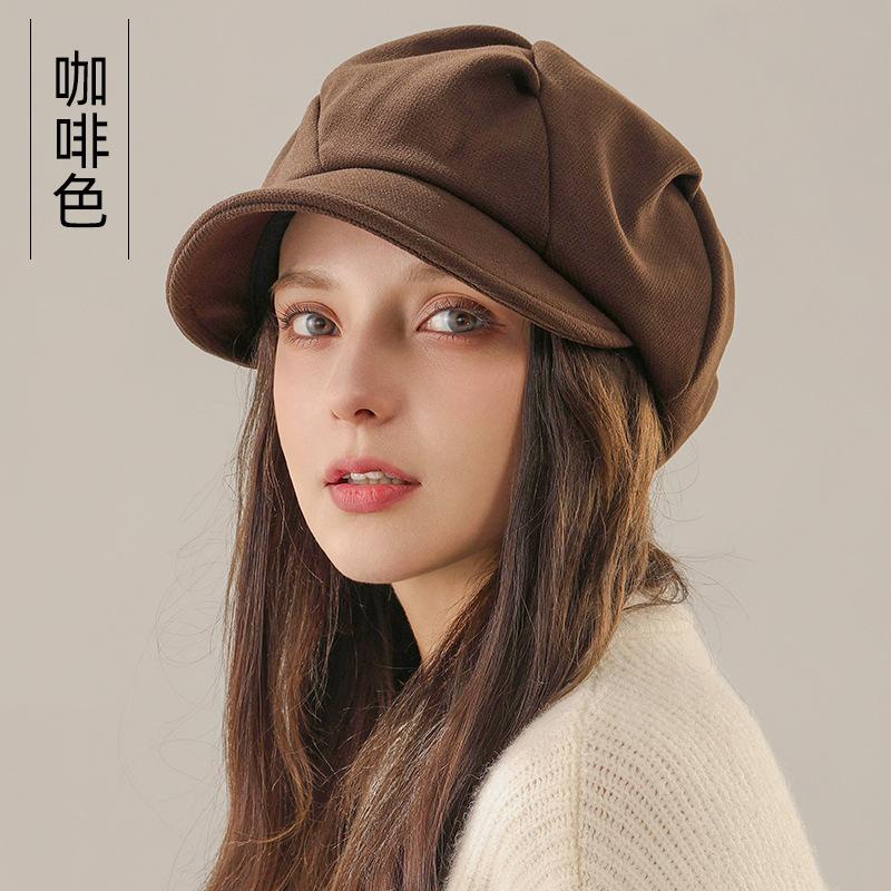 Women S Octagonal Winter Hat Vintage Face Slimming Painter Beret