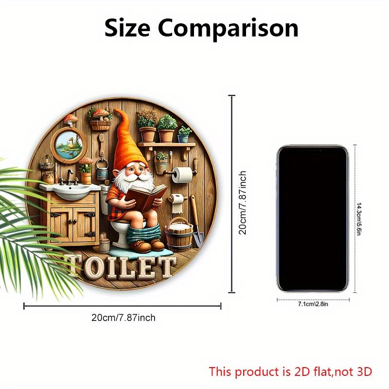 Rustic Wooden Toilet Sign with Charming Gnome Pattern - Decorative Plaque for Bathroom - Ideal Toilet Hanging Ornament