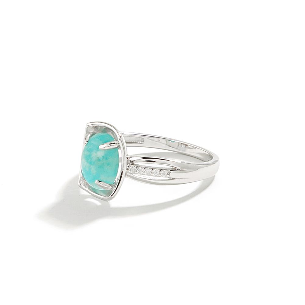 Natural Amazonite Jewelry Set Oval 7*9mm Earring Ring Real Gemstone925 Sterling Silver Fine Jewelry for Women Wife Mom Nice Gift