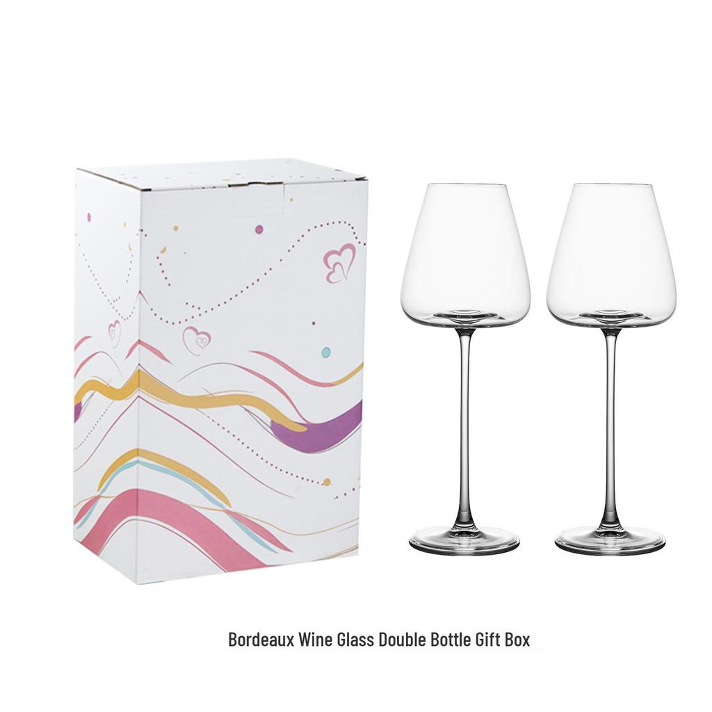 Set di Bicchieri da Vino Rosso Crystal Burgundy a Gambo Alto con Scatola Regalo