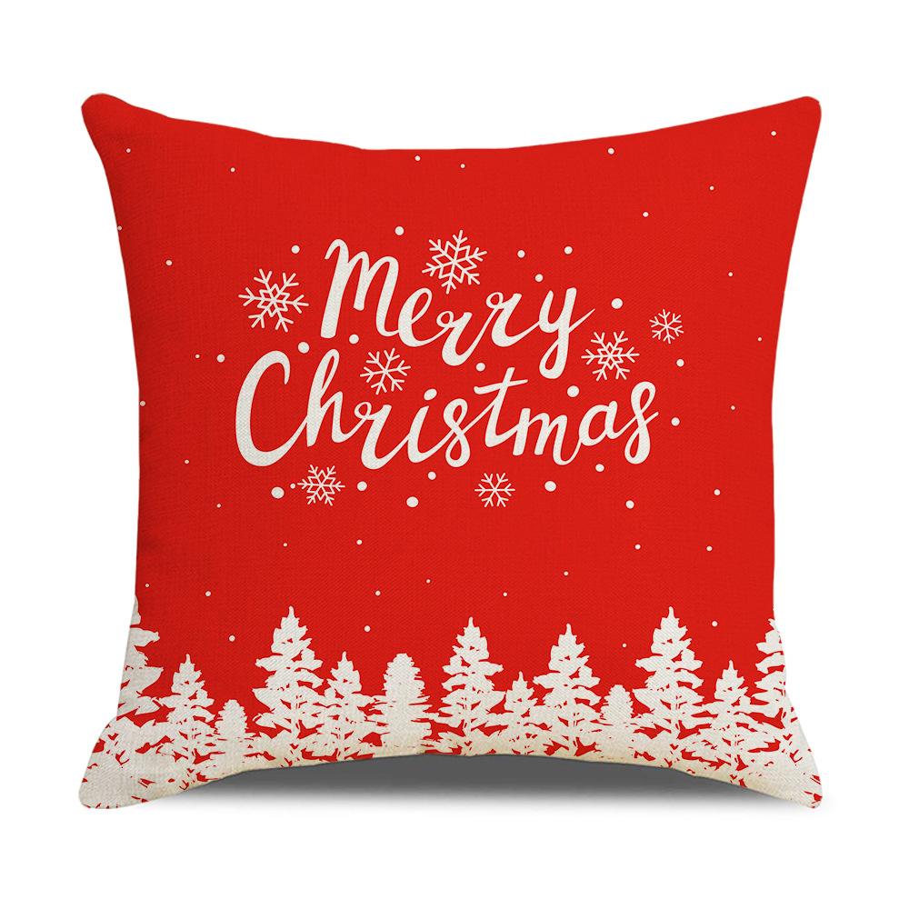 New Red and White Christmas Pillowcase Homewares Cartoon Elk Linen Sofa Pillowcase
