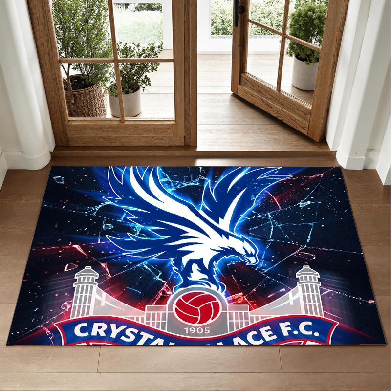 Crystal Palace Football Design Crystal Velvet Rug Soft Decorative Mat for Bedroom Entrance