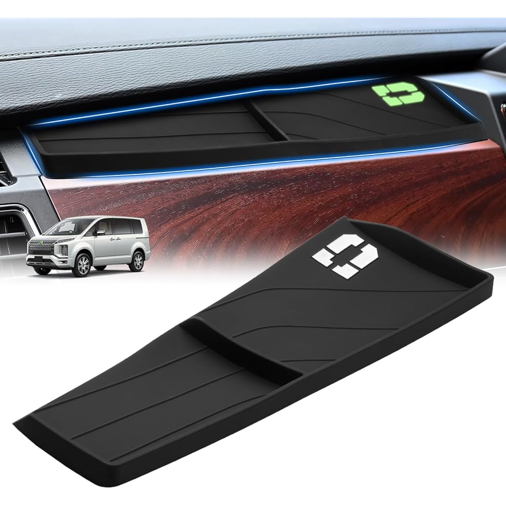 

Коврик-лоток для пассажирской стороны Mozan для Mitsubishi Delica D5 (Поздняя модель) (2019-Настоящее время) - Резиновый коврик-лоток на приборную панель с резиновыми светящимися в темноте элементами