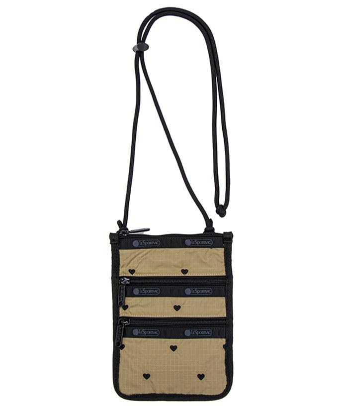 

Official Shoulder Bag CROSSBODY PHONE Mocha Black Heart Embroidery [LeSportsac] BAG/3960 Women s