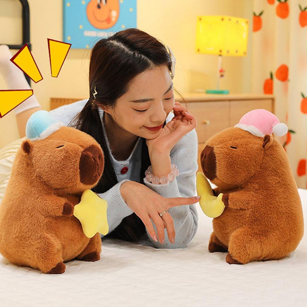 

Star Goodnight Capybara Doll Sleep Hat Capybara Fluffty Doll Capybara Plush Toy Home Decor 30cm-star