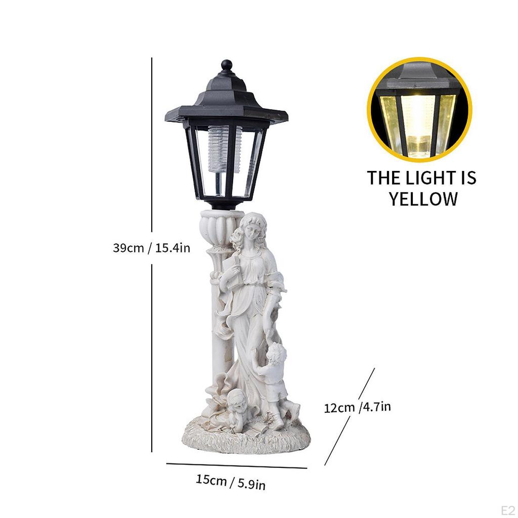 Statuie de Grădină Mamă și Copii Sculptură Artă de Curte cu Lumină Solară Meșteșug Decorativ Exterior