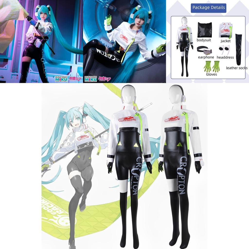 Hatsune Miku Kostium Cosplayowy Kombinezon Wyścigowy Zestaw Dla Kobiet Wysokiej Jakości Tkaniny Staranność Wykonania Autentyczny Design