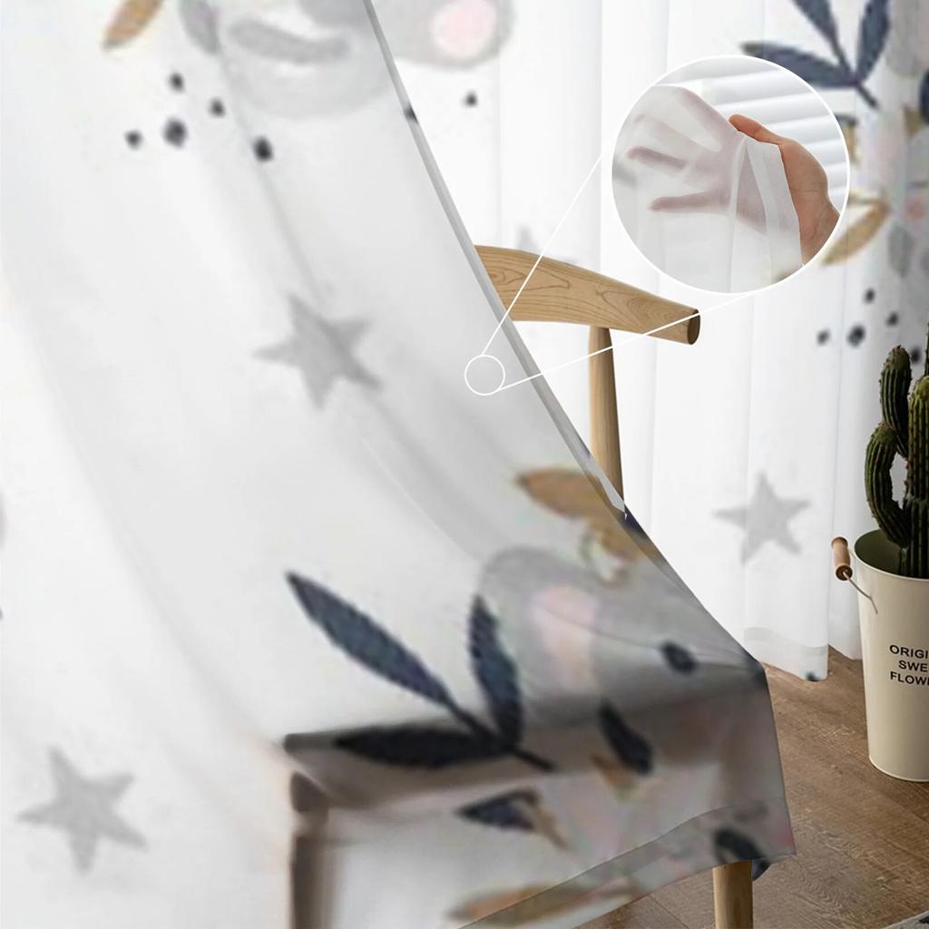 Niedlicher Koala, weißer Tüll, transparente Fenstervorhänge für Wohnzimmer und Schlafzimmer, moderne Chiffon-Voile-Organza-Vorhänge, Dekorvorhänge